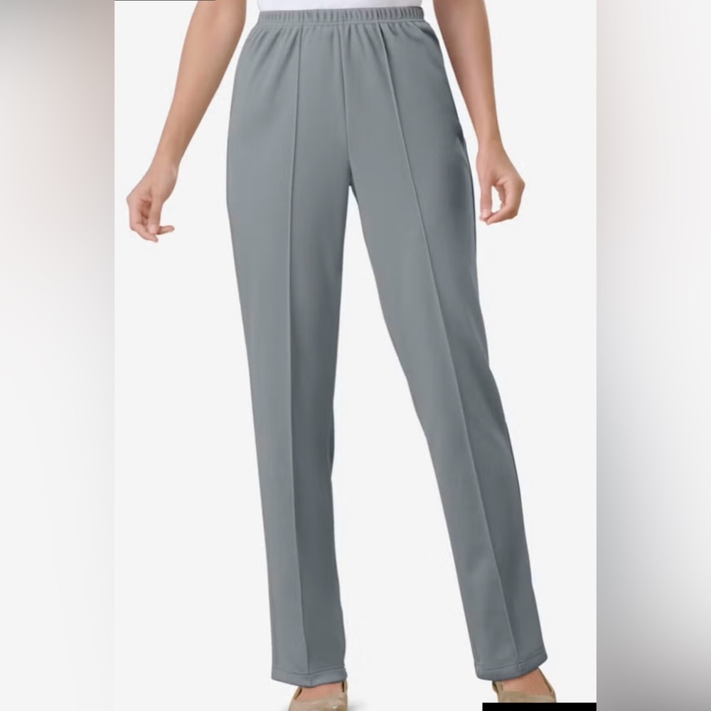 Woman Within polyester pants. Color: Gunmetal. Size Petite 20